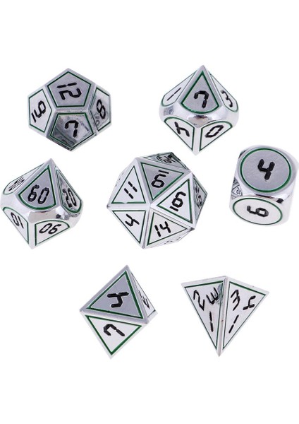 7ADET 14MM Metal Polyhedral Zar Masa Oyunu Dices H Için Ayarlanmış (Yurt Dışından)