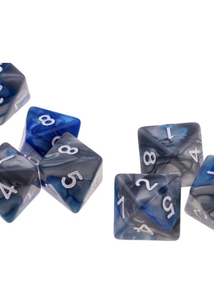 Ttrpg D Için 10 Adet Pollihedral Zar Set Çok Taraflı Zar D8 D8 D '& Dragons Oyunu Gri+Mavi (Yurt Dışından)