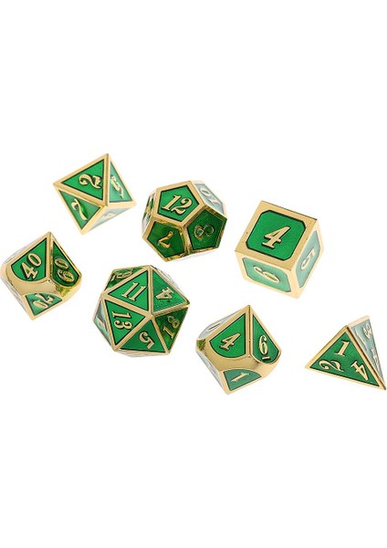 7x Polyhedral Zar Seti D4D20 Ölümler Altın Koyu Yeşil Için Masa Oyuncak Oyuncak (Yurt Dışından)