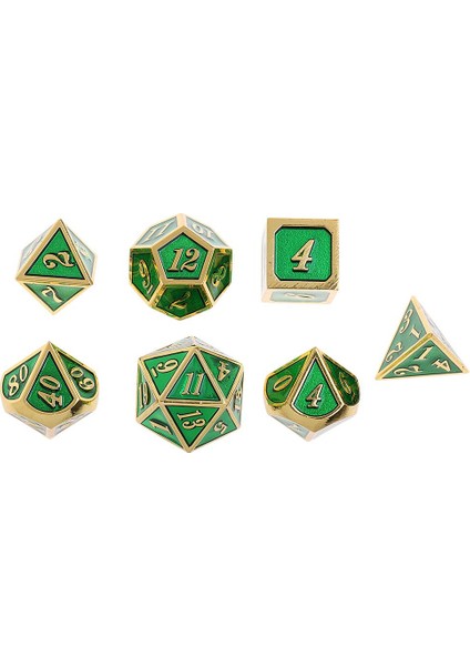 7x Polyhedral Zar Seti D4D20 Ölümler Altın Koyu Yeşil Için Masa Oyuncak Oyuncak (Yurt Dışından)