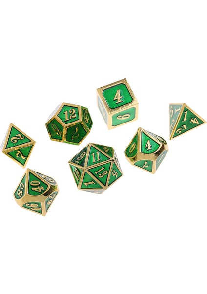 7x Polyhedral Zar Seti D4D20 Ölümler Altın Koyu Yeşil Için Masa Oyuncak Oyuncak (Yurt Dışından)