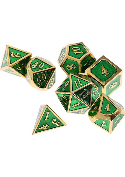 7x Polyhedral Zar Seti D4D20 Ölümler Altın Koyu Yeşil Için Masa Oyuncak Oyuncak (Yurt Dışından)