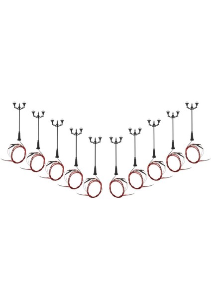 10X 1: 100 Mini Sokak Lights LED Minyatür Bahçe Lambası Dekoru Sıcak Beyaz (Yurt Dışından)