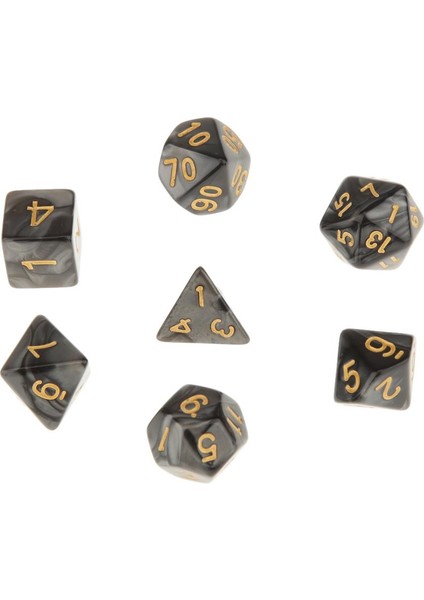 7 Adet / Takım Antika Polyhedral Zar Dnd Rpg Mtg Rol Oynama Oyun Tahtası Oyunu Siyah (Yurt Dışından)
