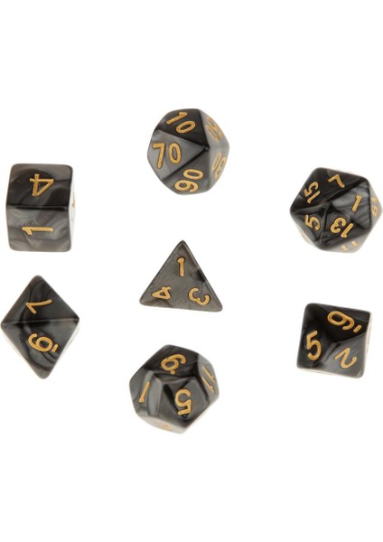 7 Adet / Takım Antika Polyhedral Zar Dnd Rpg Mtg Rol Oynama Oyun Tahtası Oyunu Siyah (Yurt Dışından)