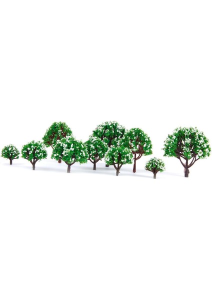 10X Ağaçlar W / Beyaz Çiçek Modeli Demiryolu Manzara Tren Düzeni Wargame Diorama (Yurt Dışından)