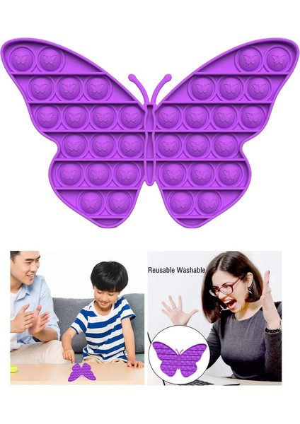 1pc Silikon Itme Kabarcık Fidget Oyuncak Sıkma Duyusal Oyuncak Okul Eğlencesi Kelebek Mor (Yurt Dışından)