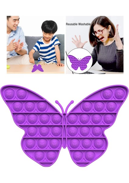 1pc Silikon Itme Kabarcık Fidget Oyuncak Sıkma Duyusal Oyuncak Okul Eğlencesi Kelebek Mor (Yurt Dışından)