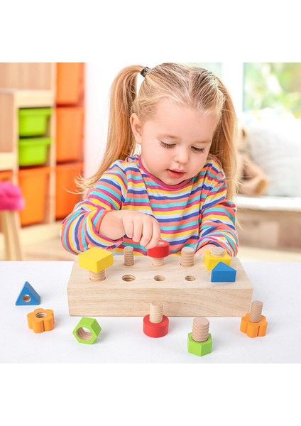 Montessori Oyuncak Bükülme Vidaları Ahşap Fındık ve Cıvatalar Kiti Çok Işlevli Öğrenme (Yurt Dışından)