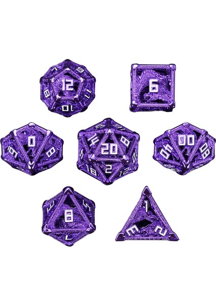 Polyhedral Zar D4 D6 D8 D10 D12 D20 Rol Oynama Zar Dnd Masa Oyunları Için Mor (Yurt Dışından)
