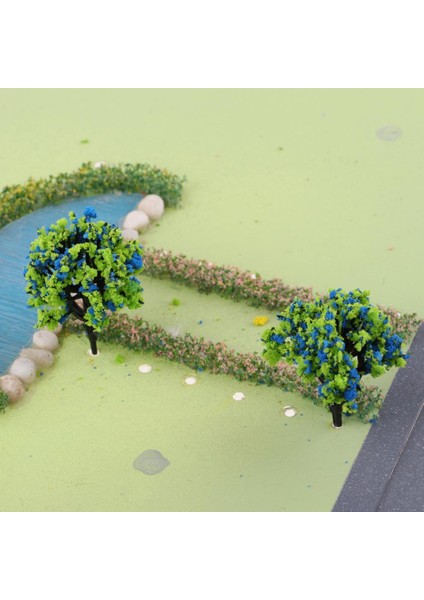10X 1: 200 Boyalı Ölçekli Model Ağaçlar Sahne Manzarası W/ Çiçek Yapı Kitleri Mavi Yeşil (Yurt Dışından)