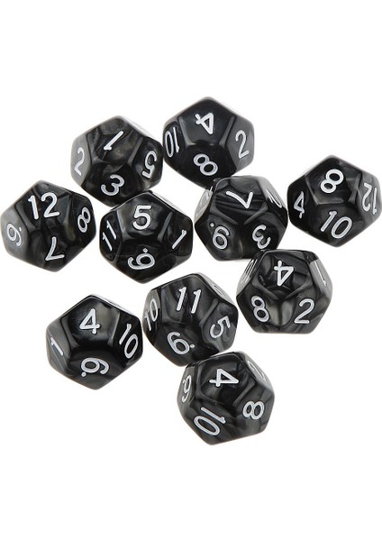 10 Adet Inci Siyah D12 On Iki Taraflı Oyun Zar D & D Trpg Oyunları (Yurt Dışından)