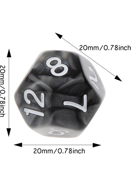10 Adet Inci Siyah D12 On Iki Taraflı Oyun Zar D & D Trpg Oyunları (Yurt Dışından)