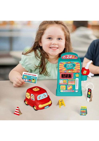 Çocuklar Gaz Istasyonu Işıklar ve Sesler ile Playset 3 4 5 6 Yaş Çocuklar Mavi (Yurt Dışından)