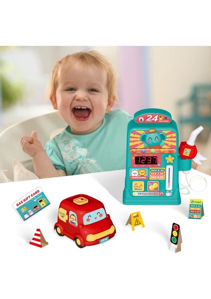Çocuklar Gaz Istasyonu Işıklar ve Sesler ile Playset 3 4 5 6 Yaş Çocuklar Mavi (Yurt Dışından)