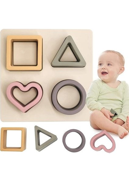 Bebek Yumuşak Yuvalama Sıralama Istifleme Oyuncaklar Silikon Blok Şekli Oyuncaklar Tanıma Öğrenme Geliştirme Oyuncaklar Jigsaw Bulmacalar | (Yurt Dışından)