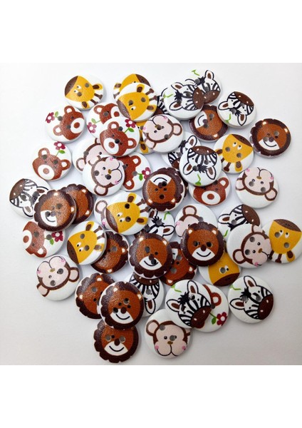 50ADET Boyalı Karikatür Hayvan Ahşap Düğmeleri Çocuklar Için Dikiş El Sanatları 20MM (Yurt Dışından) modelleri
