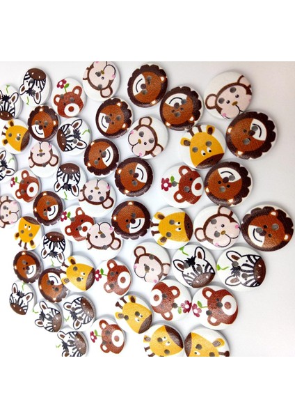 50ADET Boyalı Karikatür Hayvan Ahşap Düğmeleri Çocuklar Için Dikiş El Sanatları 20MM (Yurt Dışından) fırsatları