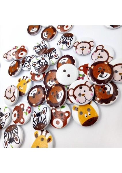 50ADET Boyalı Karikatür Hayvan Ahşap Düğmeleri Çocuklar Için Dikiş El Sanatları 20MM (Yurt Dışından) indirimleri