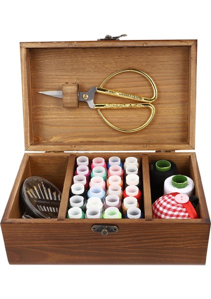 Ahşap Dikiş Kutusu Sepetleri Kit Iplik Kadınlar Ince Malzemeleri (Yurt Dışından)