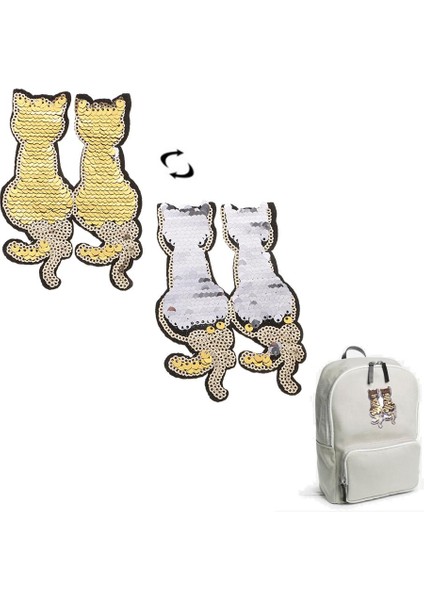 Iki Kedi Yama Demir-On Aplike Payet Tersinir Yama Değiştirme Renkleri El Sanatları (Yurt Dışından) fiyatları