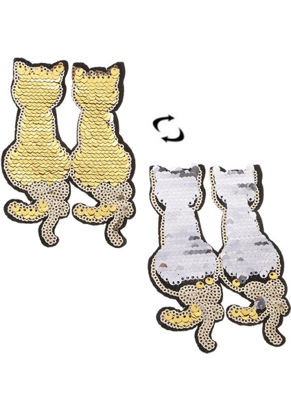 Iki Kedi Yama Demir-On Aplike Payet Tersinir Yama Değiştirme Renkleri El Sanatları (Yurt Dışından) modelleri