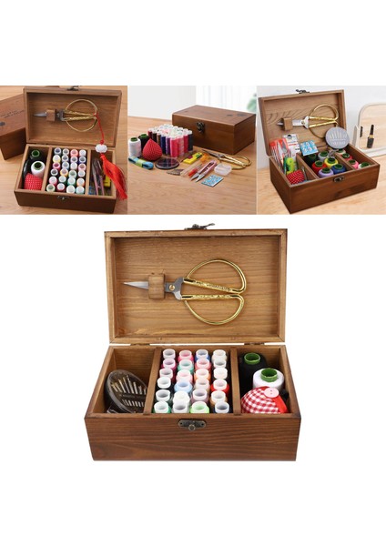 Ahşap Dikiş Kutusu Sepetleri Kit Iplik Kadınlar Ince Malzemeleri (Yurt Dışından) indirimleri