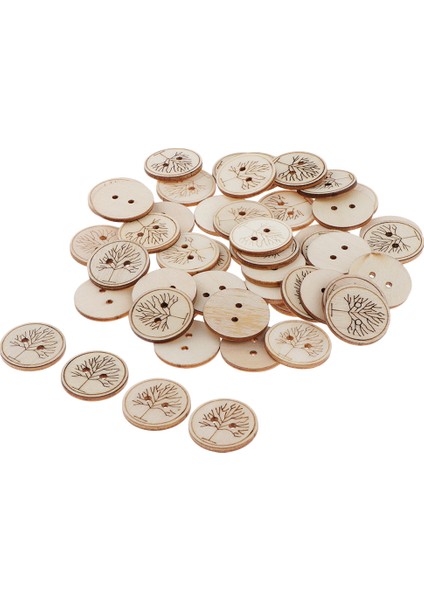 50ADET Karışık Ağaç Desen Ahşap Düğmeler Giyim Dikiş (Yurt Dışından)