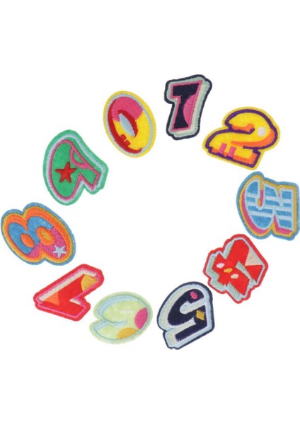 10X Nakış 0-9 Yama Giysileri Üzerinde Dikiş Kot Palto Aplike Süsleme Çok Renkli 26-40MM (Yurt Dışından) fiyatları