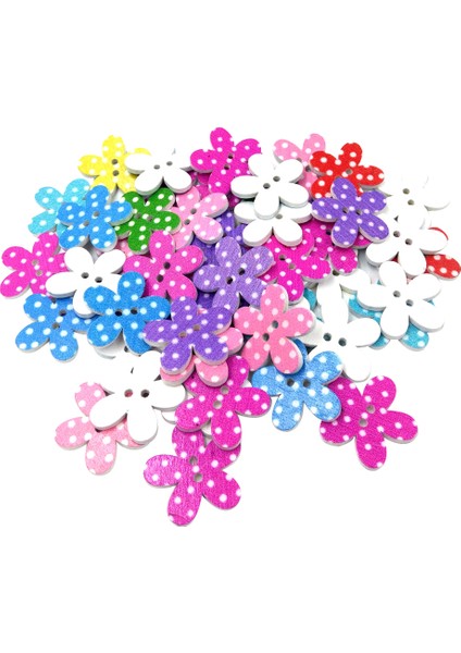 50 Adet Çiçek Noktası Ahşap Düğmesi 2 Delik Dikiş Düğmeleri Giysiler Için 25MM (Yurt Dışından) fiyatları