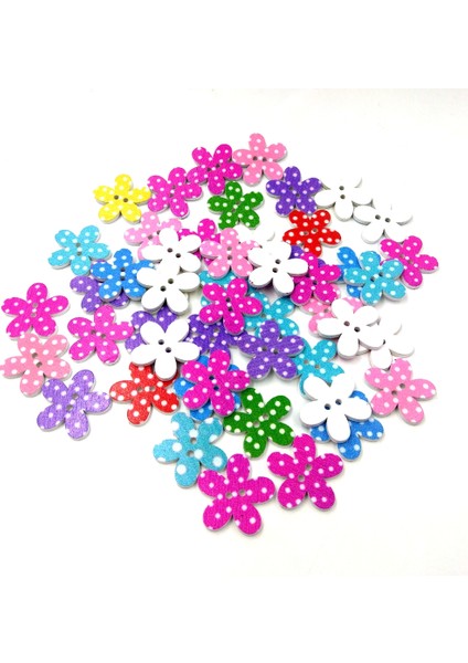 50 Adet Çiçek Noktası Ahşap Düğmesi 2 Delik Dikiş Düğmeleri Giysiler Için 25MM (Yurt Dışından) modelleri