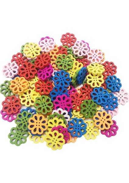 100 Çiçek Ahşap Düğmeleri Çocuk Düğmeleri Dekor Düğmeleri Zanaat Düğmeleri (Yurt Dışından) indirimleri