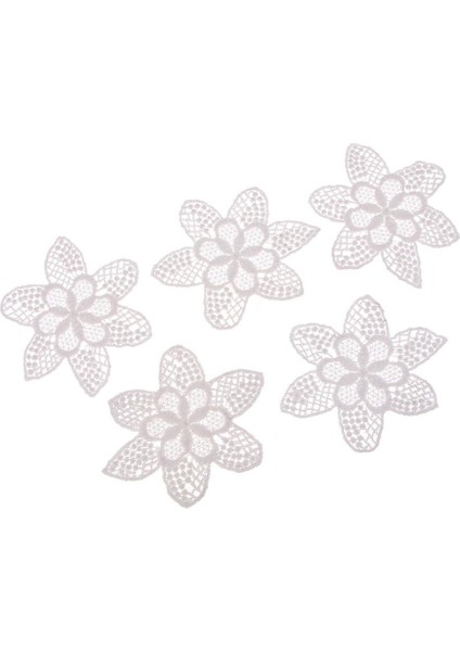 5ADET Aplike Yama Çiçek Desen Beyaz Dantel Gelin Aplike 5 Adet Blumen (Yurt Dışından)