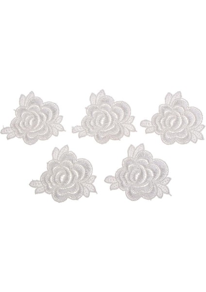 5ADET Dantel Çiçek Aplikler Nakış Yamaları Kumaş Delik Çubuğu Onarım 5 Adet Gül (Yurt Dışından)