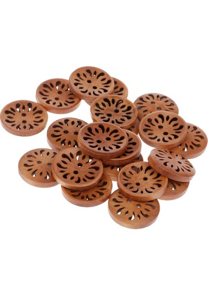 20ADET Retro Oyulmuş Çiçek Desen Ahşap Düğmesi 2 Delikli Giyim Dikiş (Yurt Dışından)