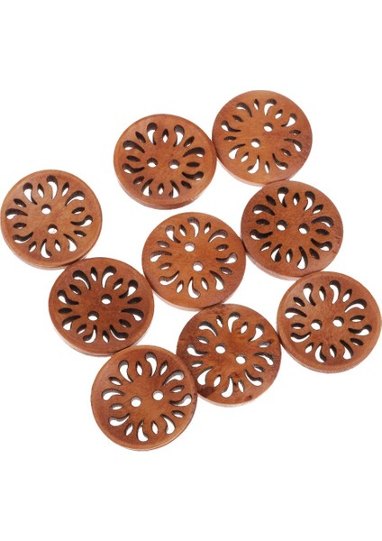 20ADET Retro Oyulmuş Çiçek Desen Ahşap Düğmesi 2 Delikli Giyim Dikiş (Yurt Dışından) indirimleri