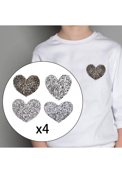 Rhinestone Çok Boyutlar Yamalar Kumaş Giyim Ceket Şapkası Için Kalp Şekeri Gümüş 16 Adet (Yurt Dışından) modelleri