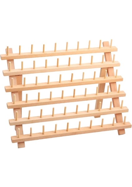 Doğal Ahşap Katlanmış Iplik Raf Dikiş Nakış Bobinleri Iplik Organizatör 60X30CM- (Yurt Dışından)