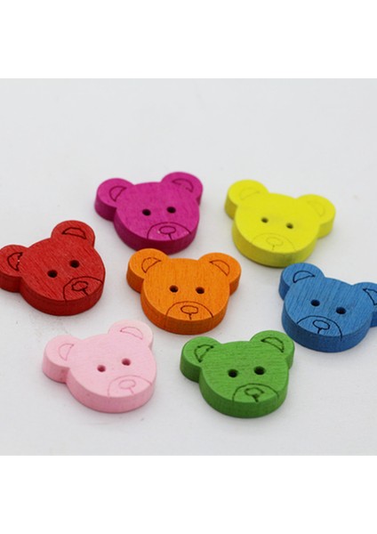 100ADET Renkli Ahşap Düğmeler 2 Delik El Yapımı Ayı Düğmeleri Için (Yurt Dışından) modelleri