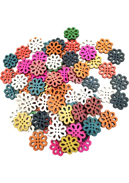 100ADET Ahşap Düğmeler Içi Boş Çiçek Düğmeleri Dikiş El Sanatları Için 4 Delik Düğmeleri (Yurt Dışından)