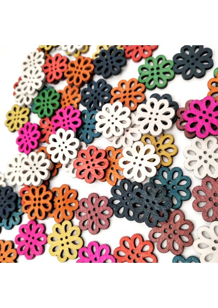 100ADET Ahşap Düğmeler Içi Boş Çiçek Düğmeleri Dikiş El Sanatları Için 4 Delik Düğmeleri (Yurt Dışından) modelleri