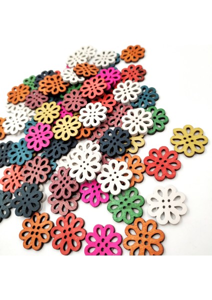 100ADET Ahşap Düğmeler Içi Boş Çiçek Düğmeleri Dikiş El Sanatları Için 4 Delik Düğmeleri (Yurt Dışından) indirimleri