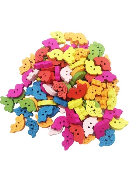 100 Adet Karışık Renkli Ahşap Düğmeler Dikiş Için 2 Delikli Araba Düğmeleri (Yurt Dışından)