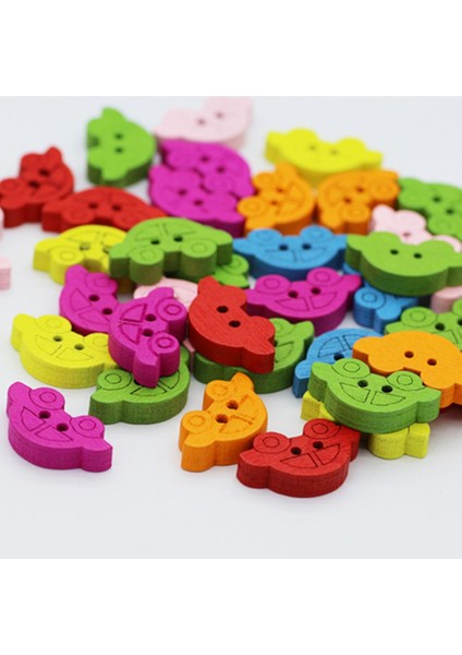 100 Adet Karışık Renkli Ahşap Düğmeler Dikiş Için 2 Delikli Araba Düğmeleri (Yurt Dışından) fırsatları