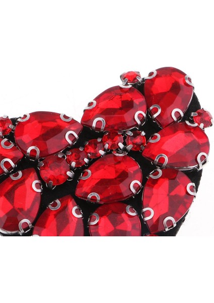 Kırmızı Kalp Boncuk Rhinestone Yama Yama Işlemeli Yama Aplike (Yurt Dışından)