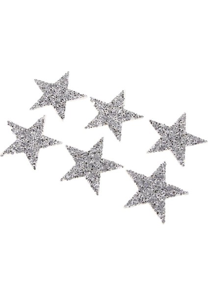 6 Adet Kıyafetler Için Yamalar Üzerinde Yıldız Demir Tişört Dikiş Rozetleri Aplike Gümüş (Yurt Dışından)