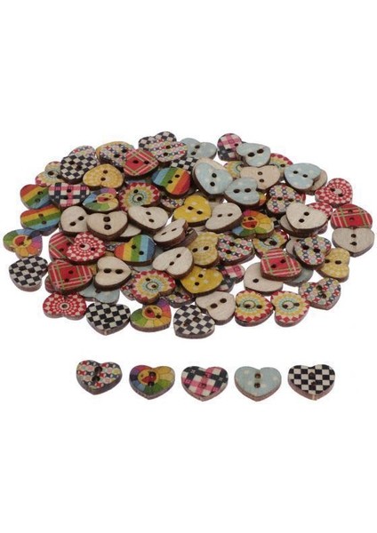 Kalp 2 Delik Düğmeleri 3 Adet (Yurt Dışından)