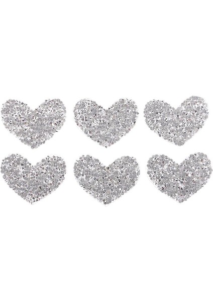 6ADET  Love Heart Rhinestone Patchs Demir Çantalarda Demir Giysileri Dikiş 6 Adet Kalp (Yurt Dışından)