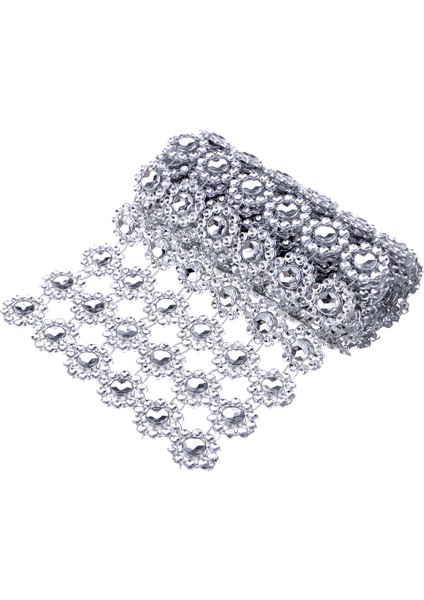 10 Metre Ayçiçeği Rhinestone Zinciri Şerit Dikiş Dikiş Dekor Aplike Gümüş (Yurt Dışından)