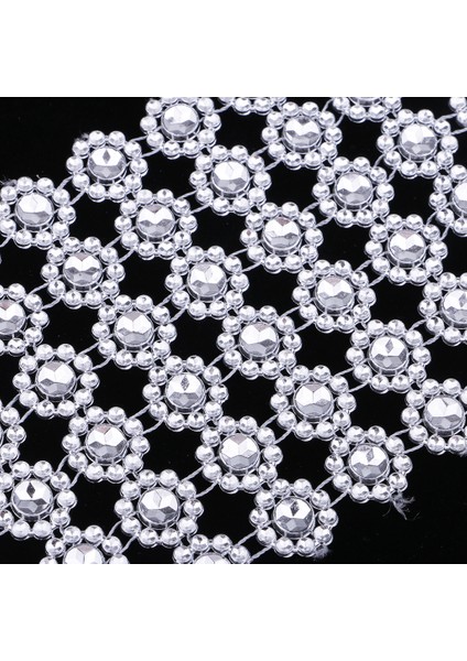 10 Metre Ayçiçeği Rhinestone Zinciri Şerit Dikiş Dikiş Dekor Aplike Gümüş (Yurt Dışından)